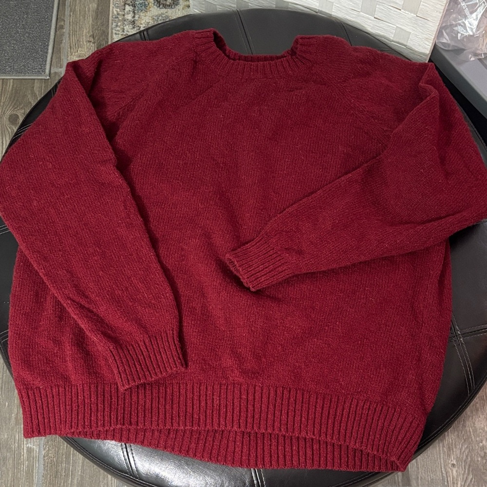 LL Bean Men's Red Shetland Wool Sweater